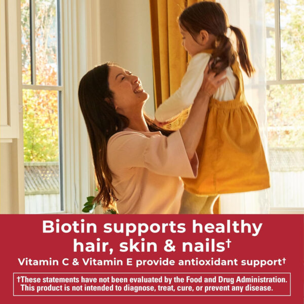 Nature Made Zero Sugar Hair Skin Nails Gummies, Biotin 2500 mcg per Serving, 120 Sugar Free Gummies, 60 Day Supply