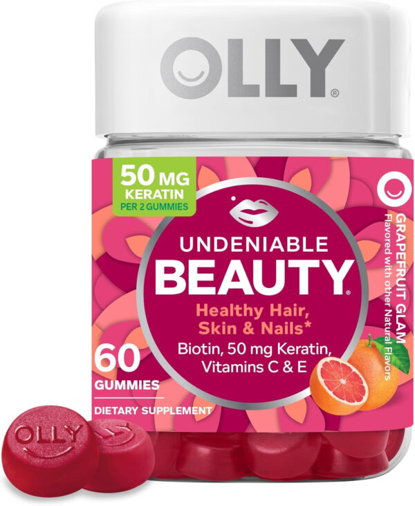 68948e461c89c5d9dd4b42728c69a8070805a91ccabde3a9d6ba8.jpg OLLY Undeniable Beauty Gummy, For Hair, Skin, Nails, Biotin, Vitamin C, Keratin, Chewable Supplement, Grapefruit, 30 Day Supply - 60 Count