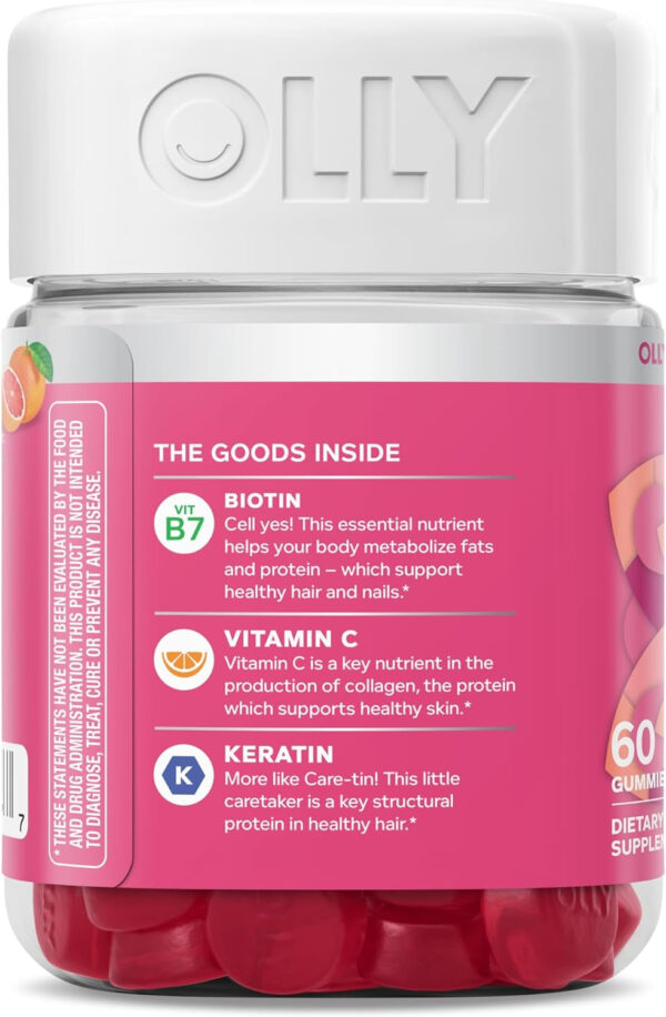 68948e527d5bae57e878566b4aa3ec061d5ed37a6e9e44e6884a0.jpg OLLY Undeniable Beauty Gummy, For Hair, Skin, Nails, Biotin, Vitamin C, Keratin, Chewable Supplement, Grapefruit, 30 Day Supply - 60 Count