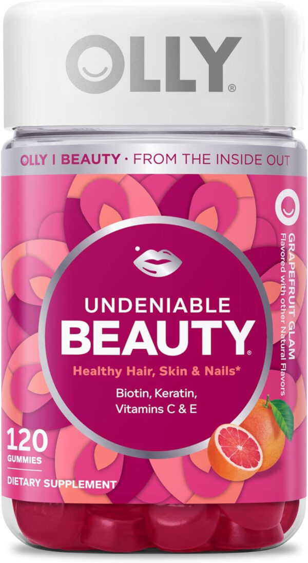68948e560ffe7ec62c9ccc40a530283b45a3f6d31a04257565335.jpg OLLY Undeniable Beauty Gummy, For Hair, Skin, Nails, Biotin, Vitamin C, Keratin, Chewable Supplement, Grapefruit, 30 Day Supply - 60 Count