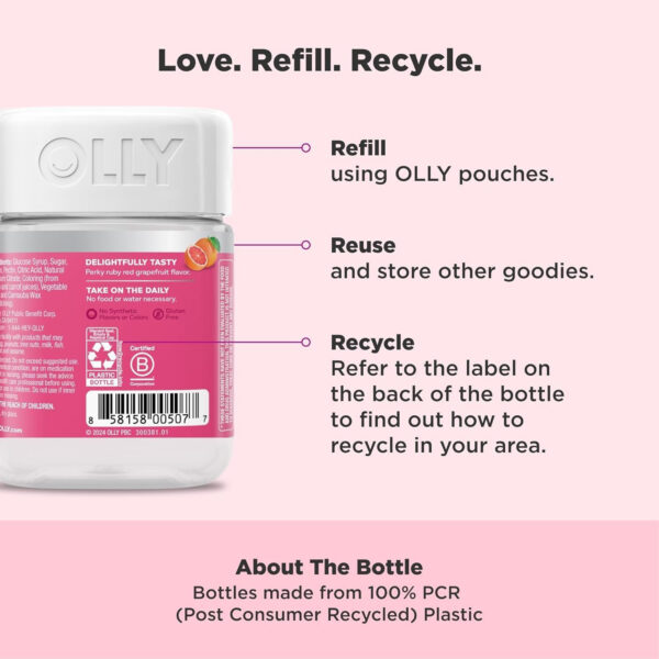68948e5d1aaeebf9eb426f534ed99f75ee096074626015388bbef.jpg OLLY Undeniable Beauty Gummy, For Hair, Skin, Nails, Biotin, Vitamin C, Keratin, Chewable Supplement, Grapefruit, 30 Day Supply - 60 Count