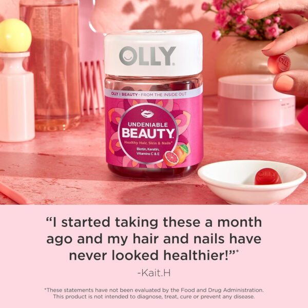 68948e5e8f76dbf6617e922299e9e809a44fff0bde60ac3382fa2.jpg OLLY Undeniable Beauty Gummy, For Hair, Skin, Nails, Biotin, Vitamin C, Keratin, Chewable Supplement, Grapefruit, 30 Day Supply - 60 Count