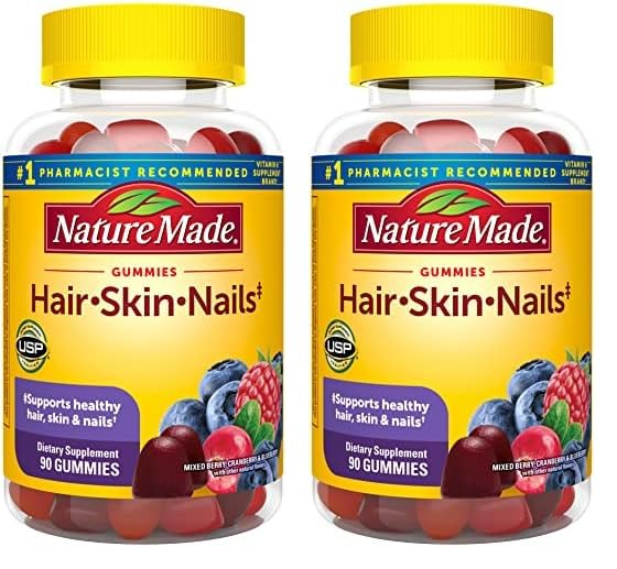 Nature Made Hair Skin and Nails with Biotin 2500 mcg, Dietary Supplement for Healthy Hair, Skin & Nails Support, 150 Gummies, 75 Day Supply