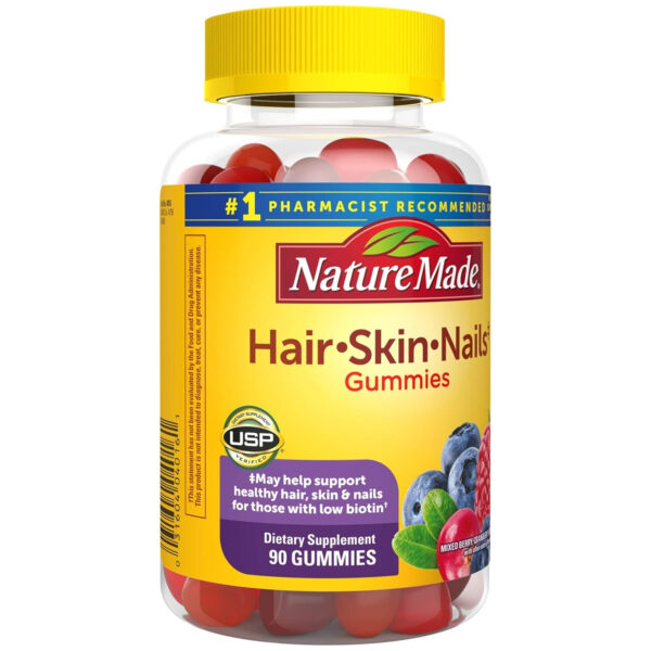 Nature Made Hair Skin and Nails with Biotin 2500 mcg, Dietary Supplement for Healthy Hair, Skin & Nails Support, 150 Gummies, 75 Day Supply