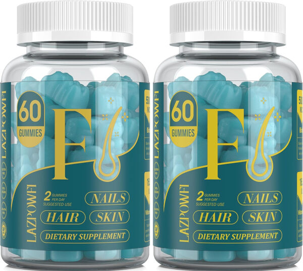 Biotin Gummies -Hair Skin and Nails Vitamins for Men & Women, Vegan Vitamin B7, Supports Hair Growth and Stronger Nails,30 Day Supply - Raspberry-60 Count