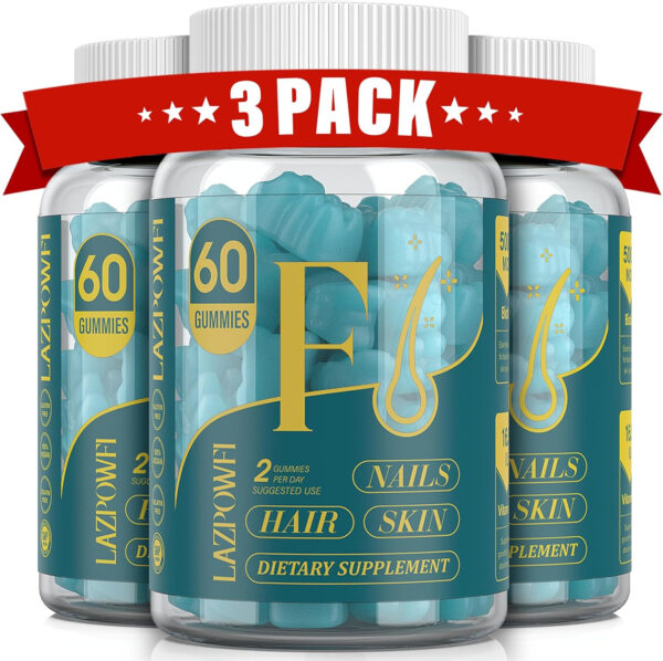 Biotin Gummies -Hair Skin and Nails Vitamins for Men & Women, Vegan Vitamin B7, Supports Hair Growth and Stronger Nails,30 Day Supply - Raspberry-60 Count