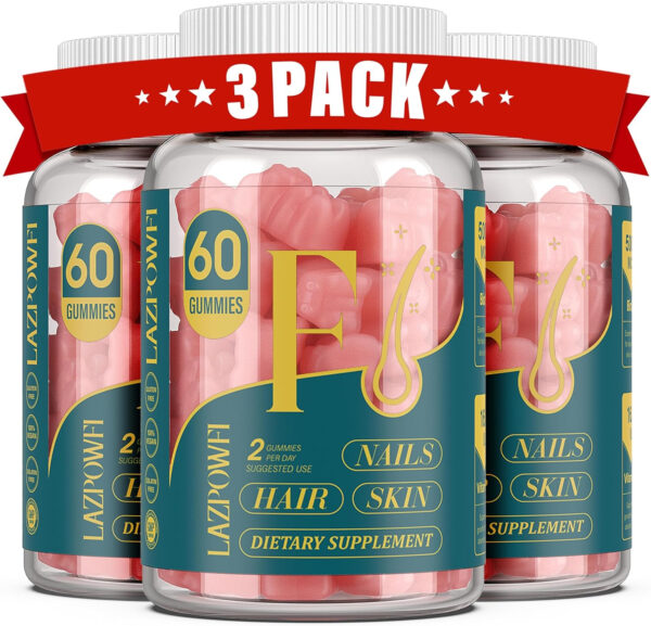 Biotin Gummies -Hair Skin and Nails Vitamins for Men & Women, Vegan Vitamin B7, Supports Hair Growth and Stronger Nails,30 Day Supply - Raspberry-60 Count