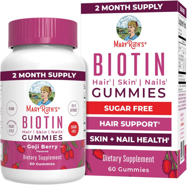 68948fbe4c482e074883035fb163a1c246e8ffffea98a2abe8de4.jpg MaryRuth Organics Biotin Gummies | Sugar Free | Vegan | Non-GMO | 2,500 mcg Biotin Supplement | Hair Skin and Nails Vitamins | Hair Growth Vitamins | Hair Growth Supplement | 60 Count