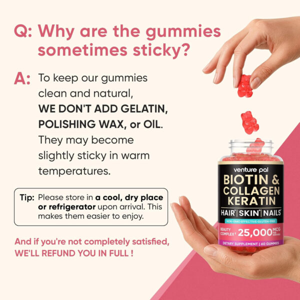 689490551c06bd1b3d6ba53deacada32d8ff90ec61660f60f3982.jpg Venture Pal Biotin Gummies with Collagen & Keratin - Hair Growth Support Skin and Nail Strength Vitamins for Women & Men - Biotin 10000mcg | B-Complex | Saw Palmetto - Sugar Free, Non-GMO, 60ct