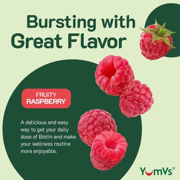 689490e06d5de30bc8f354d35bb13d9fc68e1ab35cdeae18ebd95.jpg YumVs Biotin Gummies 5000mcg - Luscious Raspberry Flavor - Thicker Faster Hair Growth Gummies for Women or Men - Hair, Skin & Nails Vitamins - Hair Gummy - Vegetarian Biotin Supplement (60 Ct., 2pk)
