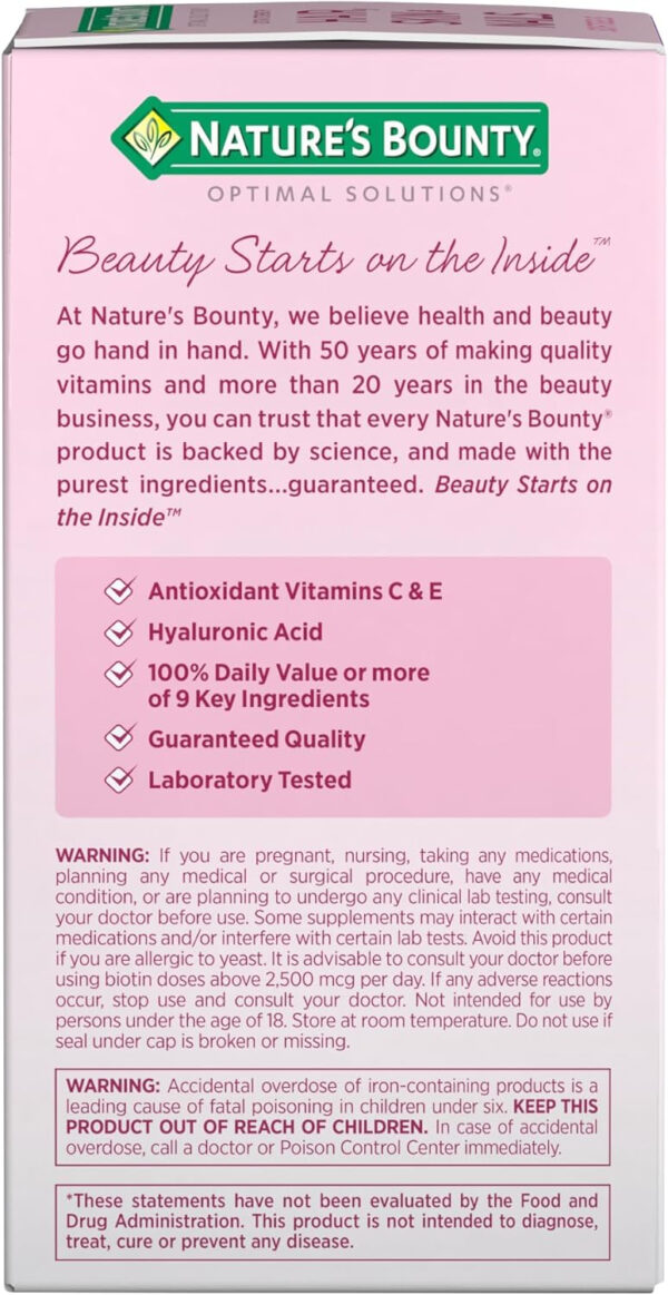 Nature's Bounty Advanced Hair, Skin & Nails, Argan-Infused Vitamin Supplement with Biotin and Hyaluronic Acid, 150 Rapid Release Softgels, 50 Total Servings