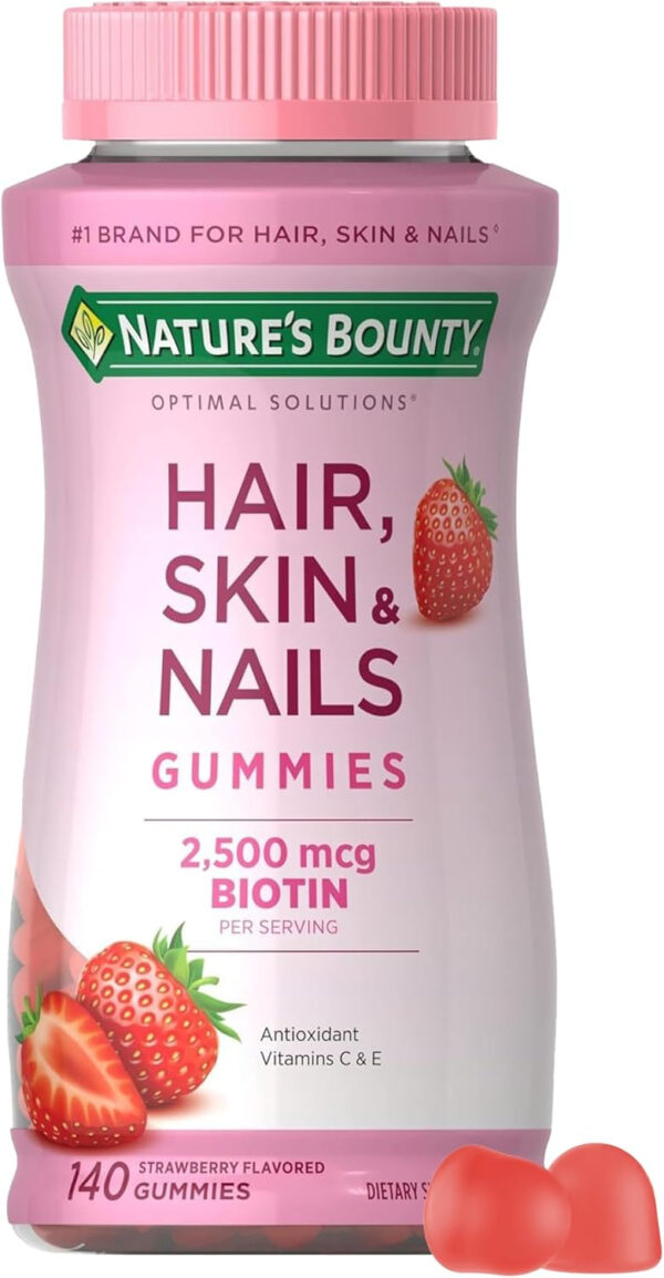 Nature's Bounty Optimal Solutions Gummies with Biotin, Strawberry, 200 Count
