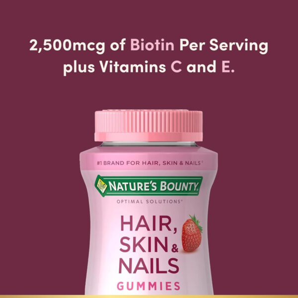 Nature's Bounty Optimal Solutions Gummies with Biotin, Strawberry, 200 Count