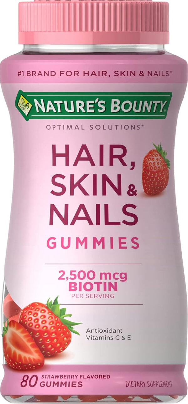Nature's Bounty Optimal Solutions Gummies with Biotin, Strawberry, 200 Count