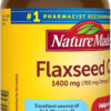 Nature Made Extra Strength Flaxseed Oil 1400 mg, Fish Free Omega 3 Supplement, Dietary Supplement for Heart Health Support, 100 Softgels, 100 Day Supply