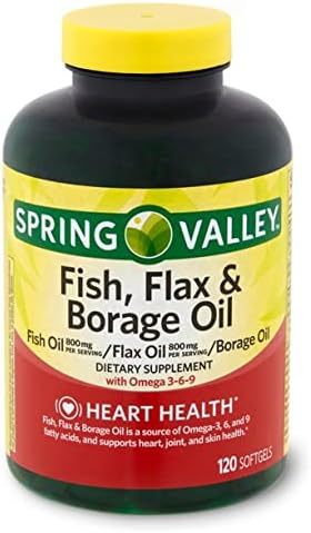 Spring Valley - Fish, Flaxseed, Borage Oil, Omega 3, 6, 9, 120 Softgels + Your Vitamin Guide©