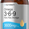 Horbäach Triple Omega 3-6-9 240 Softgels | from Fish, Flaxseed, Borage Oils | Non-GMO & Gluten Free