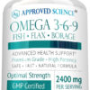 Approved Science Omega 3-6-9-2400mg Daily Blend of Fish, Flaxseed, and Borage Oils with Vitamin E - Wellness Support - Non-GMO, Mercury-Free - 120 Softgels - 2 Month Supply