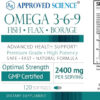 Approved Science Omega 3-6-9-2400mg Daily Blend of Fish, Flaxseed, and Borage Oils with Vitamin E - Wellness Support - Non-GMO, Mercury-Free - 120 Softgels - 2 Month Supply