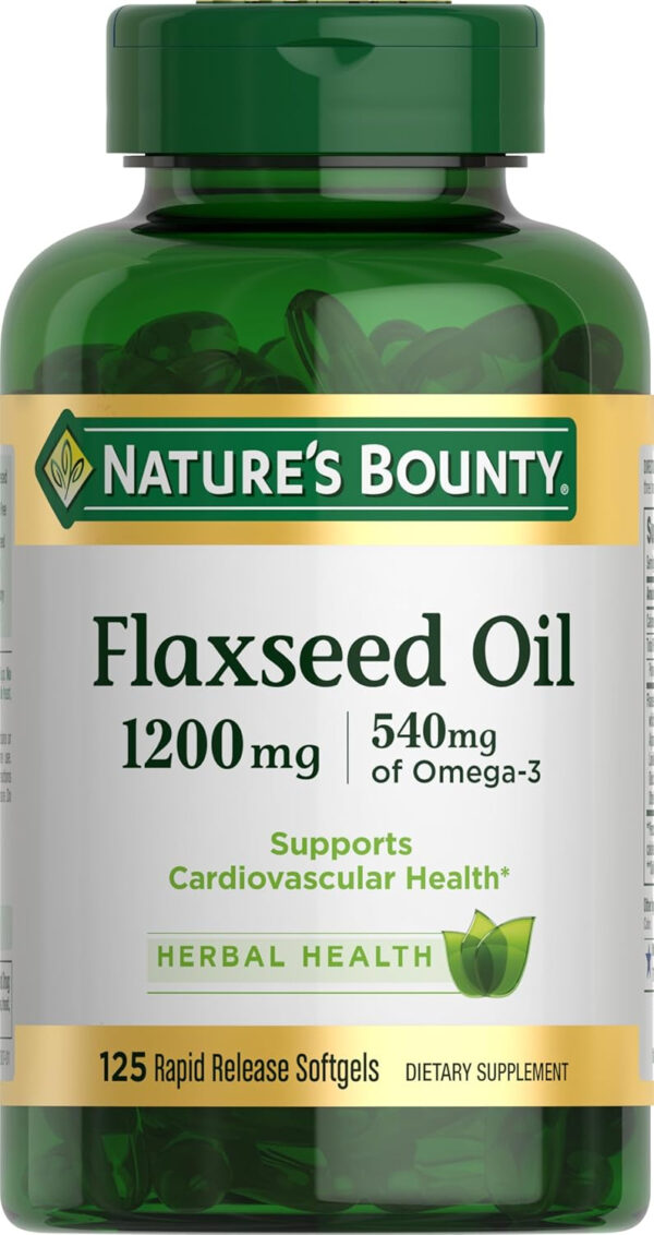 68957ea3697bb6a2fa0236c9dab2549c1918144b9f7281e2fb088.jpg Nature's Bounty Flaxseed and Omega 3, Dietary Supplement, Supports Cardiovascular Health, 1200mg, Softgels, 125 ct