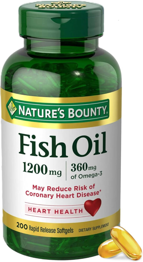 68957edd7f0ab189b5bc73c63aa597bf40c02ca0af976d3e49ac9.jpg Nature's Bounty Fish Oil Omega 3 Supplements - Supports Heart Health, 1200 Mg Fish Oil, Omega-3, 200 Softgels (Pack of 1)
