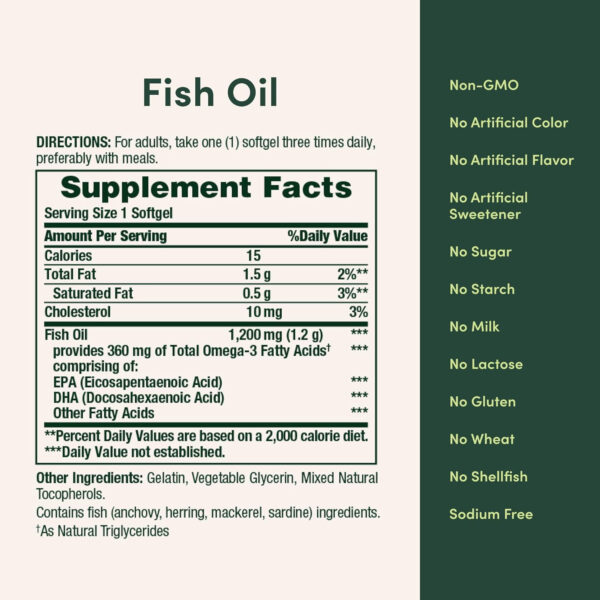 68957ee31a93020e777194175e6c75b35642ce860359ff6c0ee7c.jpg Nature's Bounty Fish Oil Omega 3 Supplements - Supports Heart Health, 1200 Mg Fish Oil, Omega-3, 200 Softgels (Pack of 1)
