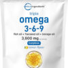 68957f02aa1eefe39224c59de4b0842a2b473e8fd24c07f3d11eb.jpg Ultra Omega 3-6-9 3600mg Per Serving, 300 Burpless Softgels | Lemon Flavor – Blend of Fish, Flaxseed, Borage Oils | Bioavailable Source, Non-GMO, No Gluten, Mercury Free
