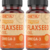 DEVA Organic Vegan Vitamins Flax Seed Oil - Rich in Omega-3, Cold-Pressed & Unrefined - 90 Capsules, 2-Pack
