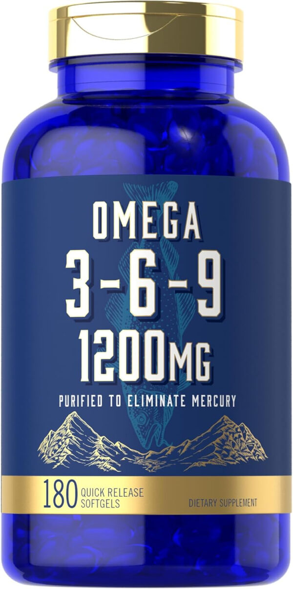 68957f4d62000512c40a55994d676173d42517a4e4294b798a5d8.jpg Carlyle Omega 3 6 9 Supplement | 1,200mg | 180 Softgel Capsules | Triple Omega Complex | Fish, Flaxseed & Borage Oils with EPA & DHA | Non-GMO & Gluten Free