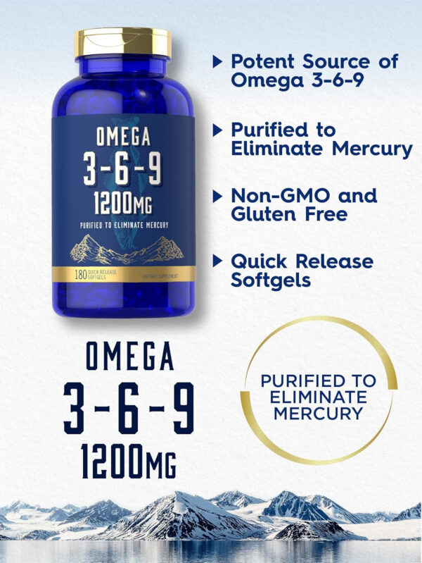 68957f4fac6d58b868cc18191171256de5a881c5c6bd4cf093920.jpg Carlyle Omega 3 6 9 Supplement | 1,200mg | 180 Softgel Capsules | Triple Omega Complex | Fish, Flaxseed & Borage Oils with EPA & DHA | Non-GMO & Gluten Free
