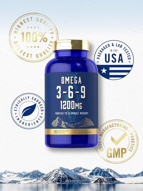68957f525b13891f19f0b840ec5ae9ea031bdac63c700e593f170.jpg Carlyle Omega 3 6 9 Supplement | 1,200mg | 180 Softgel Capsules | Triple Omega Complex | Fish, Flaxseed & Borage Oils with EPA & DHA | Non-GMO & Gluten Free