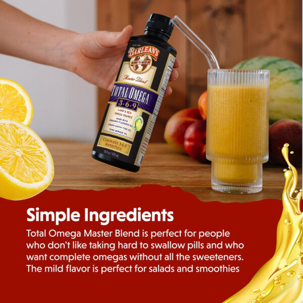 68957fe2170b3d706eeaba7f78cc24e393ea3feb4bfd1208a3907.jpg Barlean's Total Omega 3 6 9 Liquid Fish Oil Supplement with Borage and Flaxseed Oil, Orange Crème, 2,400 mg of EPA, DHA and GLA Fatty Acids, 16 oz