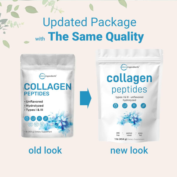 Micro Ingredients Marine Collagen Peptides Powder, 1 lb | Type I Marine Collagen + Natural Protein | Wild-Caught Fish Source | Unflavored | Supports Hair, Skin & Joint Health | Pescatarian, Non-GMO