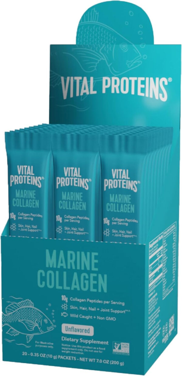 Vital Proteins Marine Collagen Peptides Powder Supplement for Skin Hair Nail Joint - Hydrolyzed Collagen - 12g per Serving - 7.8 oz Canister