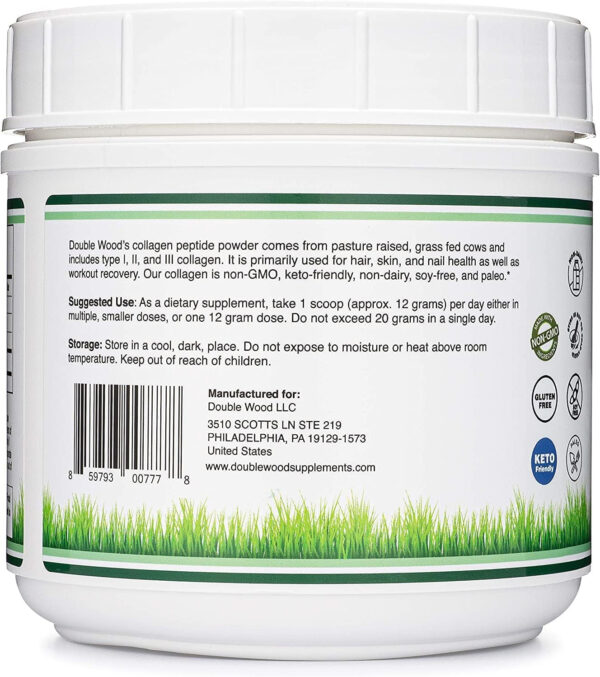 68958ad7e78728346ccfb09a1b196e0abfb7d57cc023b7bcb301e.jpg Double Wood Supplements Liquid Collagen - 2500mg of Hydrolyzed Bovine Collagen (Type 1, 3 and Grassfed) - 32 Servings - for Women and Men - 30 mcg of Biotin - Sugar Free Pear Flavor