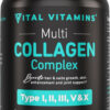 Vital Vitamins Multi Collagen for Women & Men - Type I, II, III, V, X - Grass Fed, Non-GMO - 150 Capsules