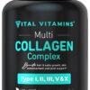 Vital Vitamins Multi Collagen for Women & Men - Type I, II, III, V, X - Grass Fed, Non-GMO - 150 Capsules