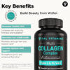 Vital Vitamins Multi Collagen for Women & Men - Type I, II, III, V, X - Grass Fed, Non-GMO - 150 Capsules