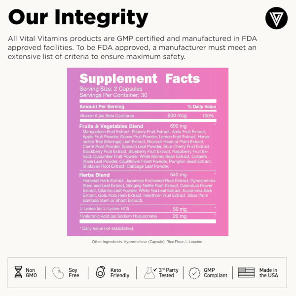 Vital Vitamins Multi Collagen for Women & Men - Type I, II, III, V, X - Grass Fed, Non-GMO - 150 Capsules