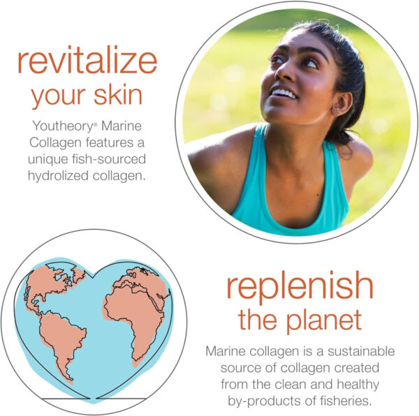 68958c1e09451e0cbd113e32a85400182abf630e37e8cb2ae90c5.jpg Youtheory Marine Collagen - 2,500 mg Hydrolyzed Collagen - Supports Skin* - Fish-Sourced Collagen - with Vitamin C, A, C, E, B6, B12 & More - Highly Digestible and Absorbable - 290 Tablets