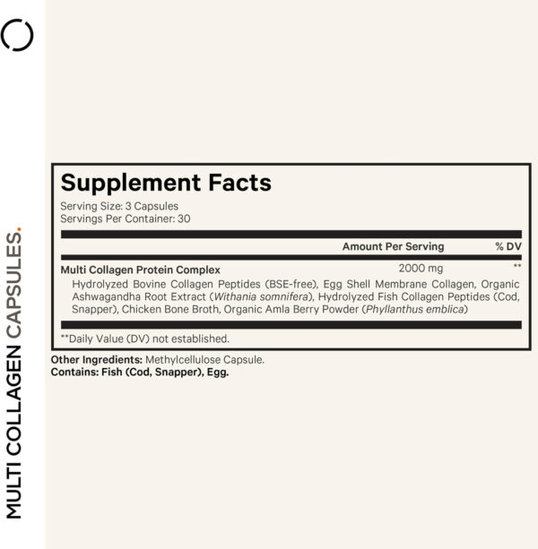 Codeage Multi Collagen Peptides Protein Capsules, 5 Collagen Types, Grass-Fed & Hydrolyzed Bovine Collagen Pills Supplement, Ashwagandha, Amla Berry Vitamins, Collagen Peptides - 90 Capsules