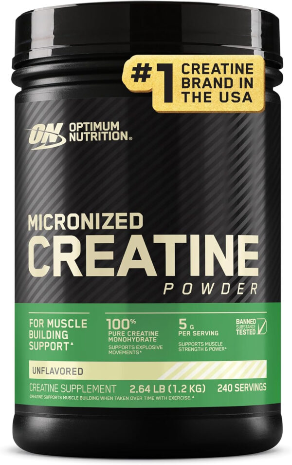 Optimum Nutrition Micronized Creatine Monohydrate Powder, Unflavored, 120 Servings, 600 Grams (Packaging May Vary)