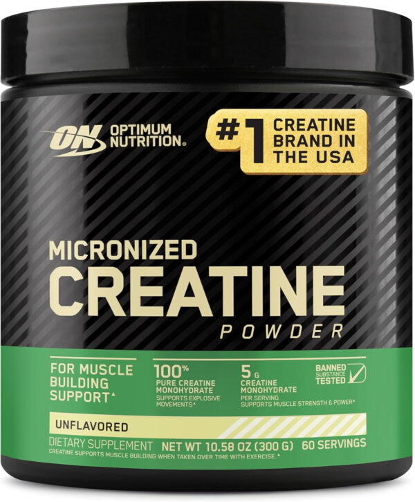 Optimum Nutrition Micronized Creatine Monohydrate Powder, Unflavored, 120 Servings, 600 Grams (Packaging May Vary)