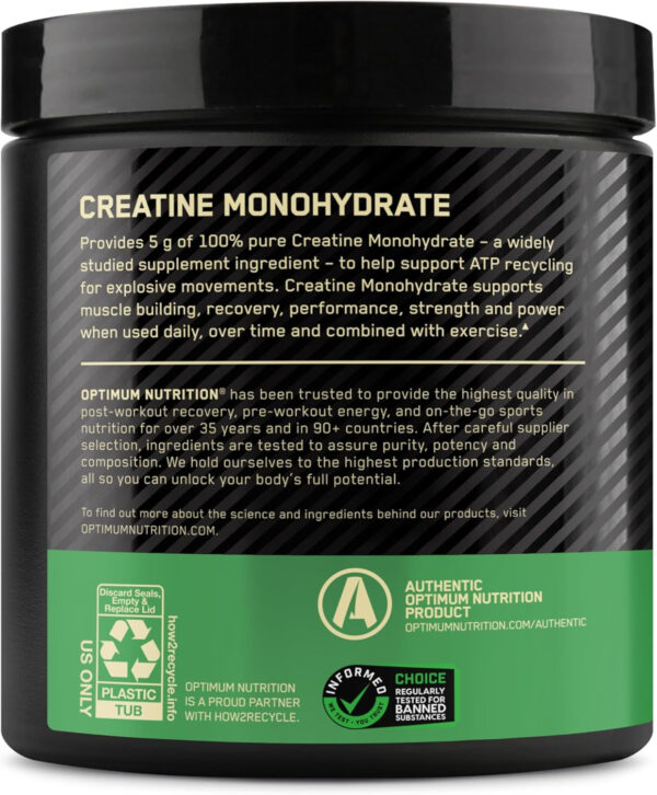 Optimum Nutrition Micronized Creatine Monohydrate Powder, Unflavored, 120 Servings, 600 Grams (Packaging May Vary)