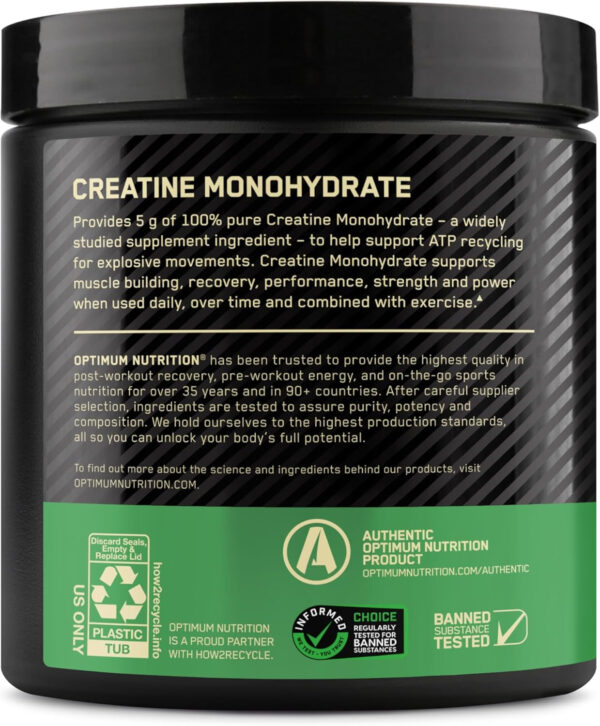 Optimum Nutrition Micronized Creatine Monohydrate Powder, Unflavored, 120 Servings, 600 Grams (Packaging May Vary)