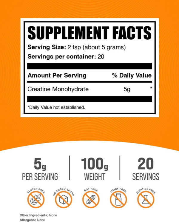 BulkSupplements.com Creatine Monohydrate Powder - Micronized Creatine Powder, Unflavored - Pure & Gluten Free, 5g (5000mg) per Servings, 500g (1.1 lbs) (Pack of 1)