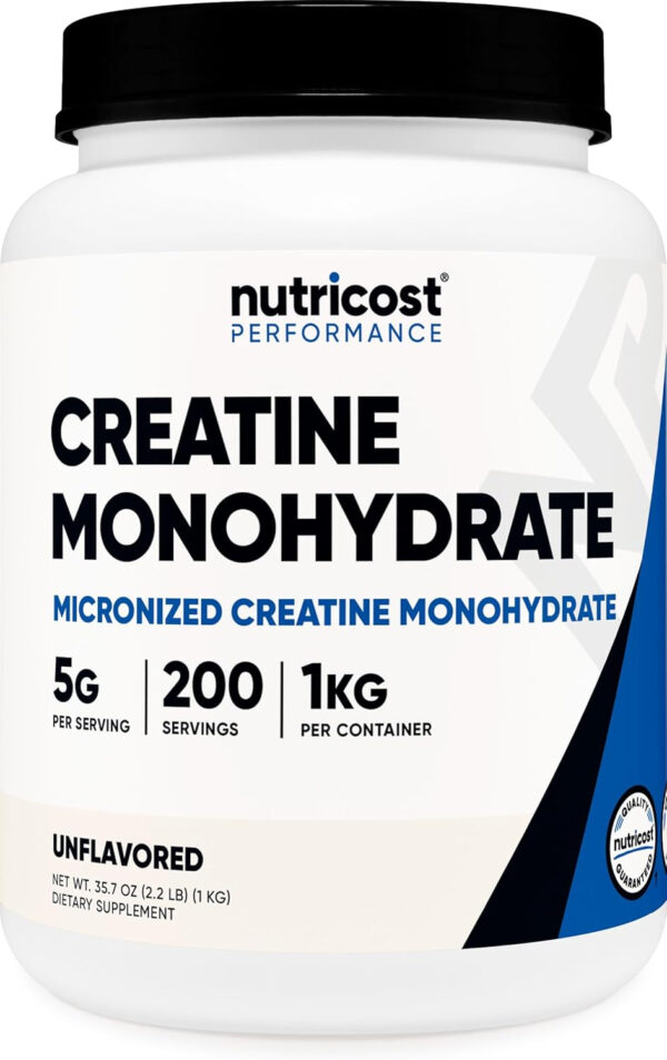 Nutricost Creatine Monohydrate Micronized Powder 500G, 5000mg Per Serv (5g) - 100 Servings, 17.9 Oz