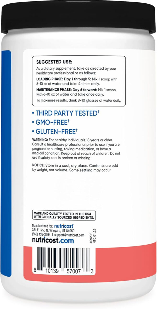 Nutricost Creatine Monohydrate Micronized Powder 500G, 5000mg Per Serv (5g) - 100 Servings, 17.9 Oz