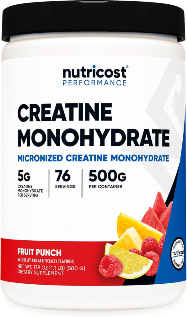Nutricost Creatine Monohydrate Micronized Powder 500G, 5000mg Per Serv (5g) - 100 Servings, 17.9 Oz