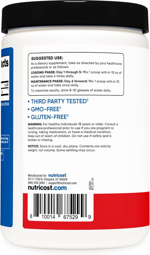 Nutricost Creatine Monohydrate Micronized Powder 500G, 5000mg Per Serv (5g) - 100 Servings, 17.9 Oz